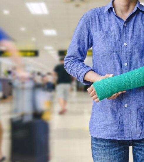 traveling at airport with injury and arm cast