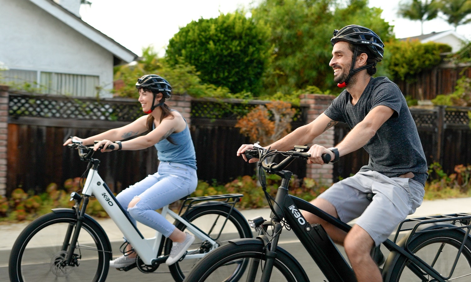 couple on electric bikes